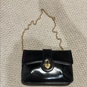 Gucci Vintage Patent genuine leather black crossbody purse